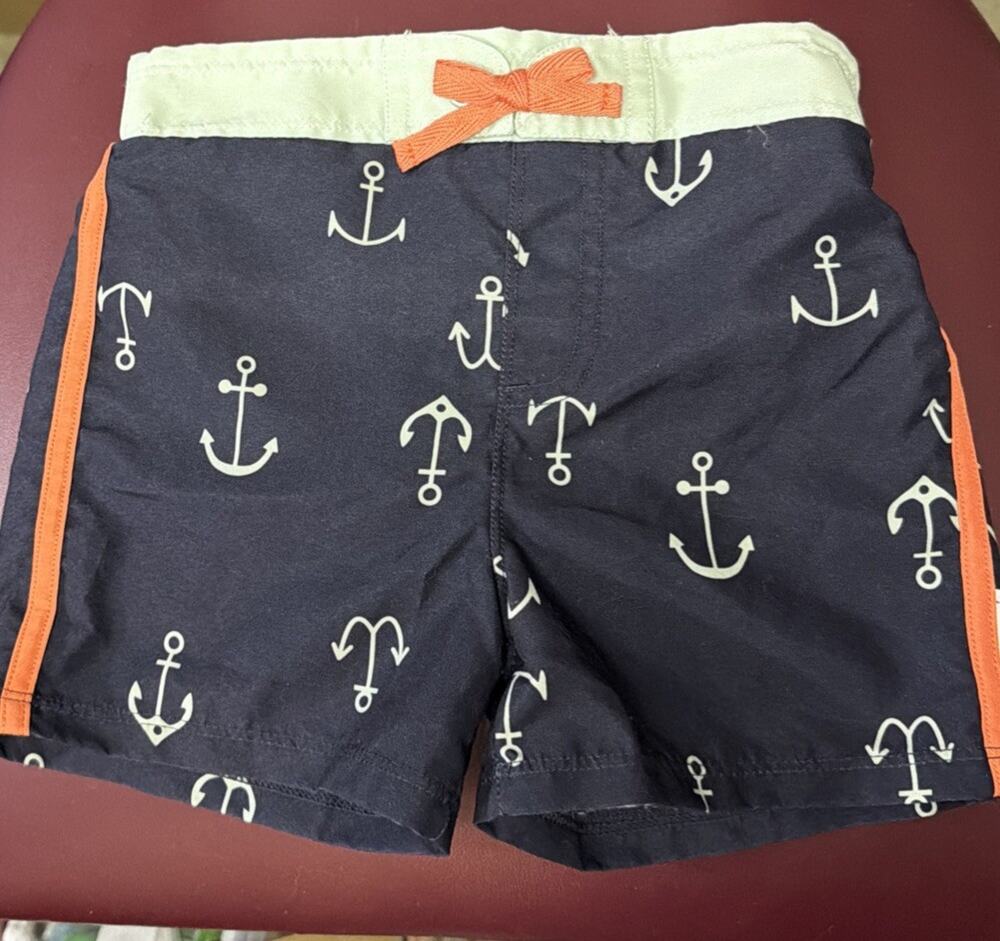 Gerber Boys Anchor Swim Trunks Navy 2T New